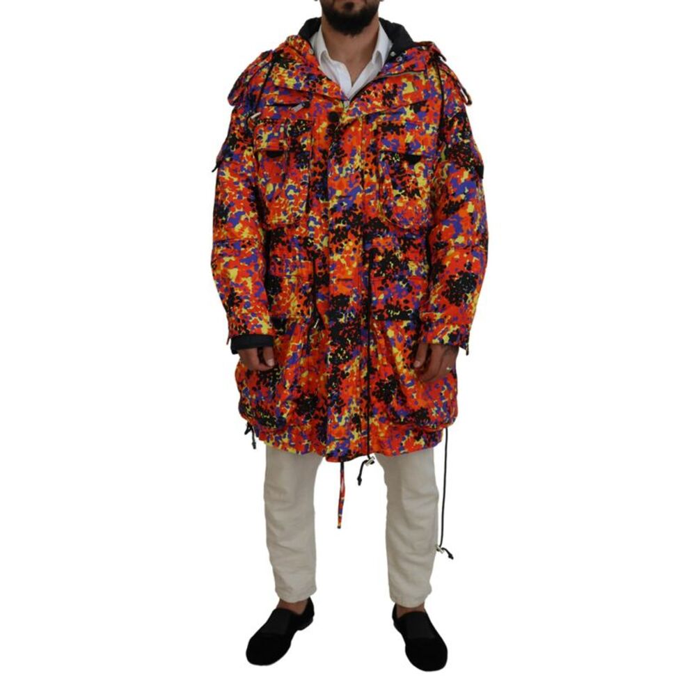 Dsquared² Multicolor Long Hooded Cargo Pocket Coat Men's Jacket